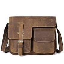 Men&#39;s Genuine Leather Shoulder Bag Crazy Horse Designer Messenger Bags S... - $119.99