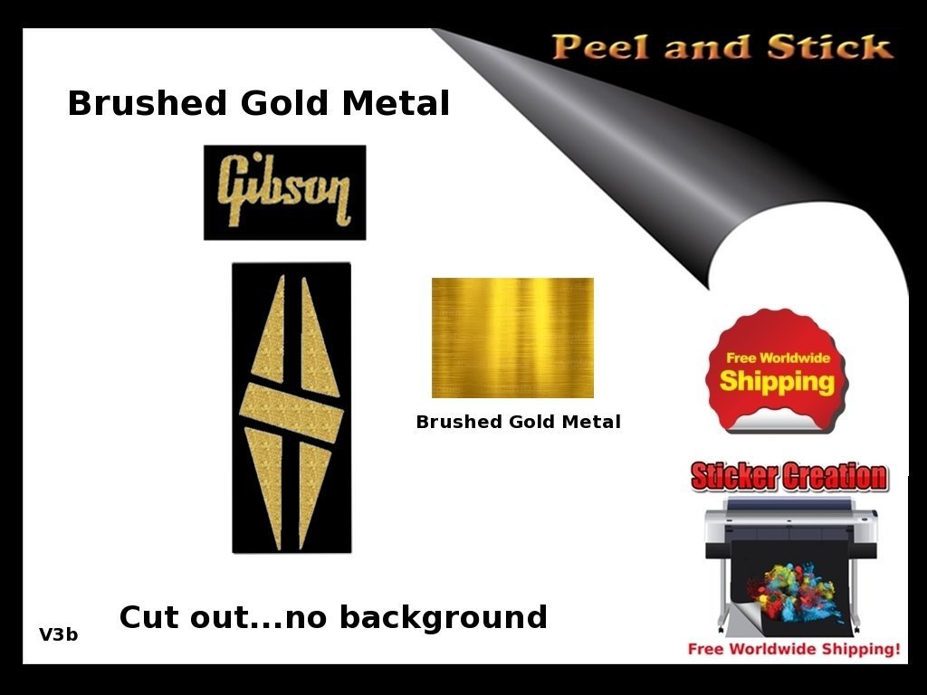 59 Gibson Les Paul Model Headstock Vinyl Decal Inlay set Satin Gold