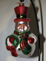 Christopher Radko Xmas Ornament Jovial Roly Poly Snowman Top-Hat Scarf Wreath - $64.99