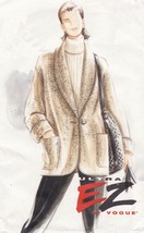 Misses Ultra Easy Vogue Loose Fit Below Hip Shawl Collar Jacket Sew Patt... - $9.99