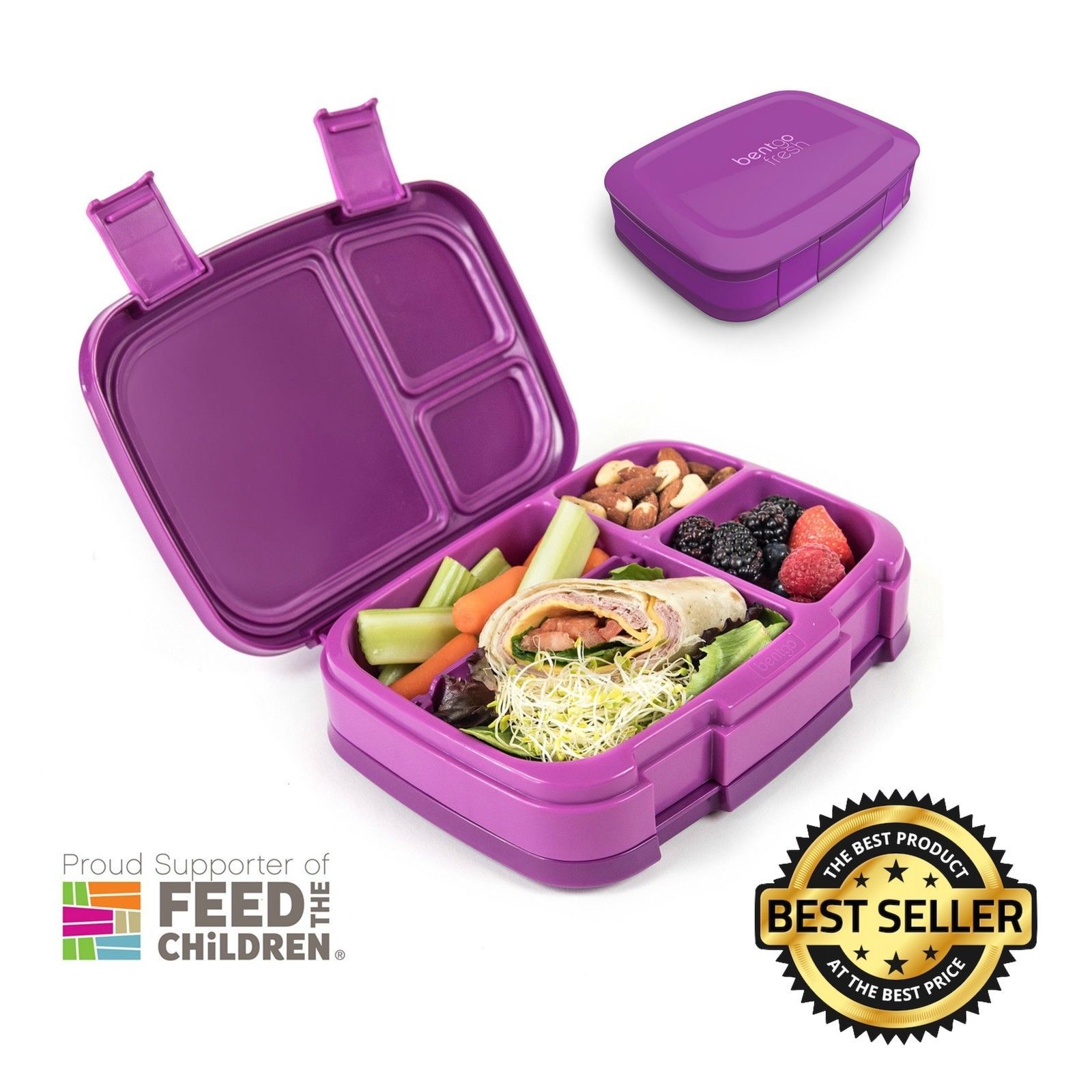 Leak-Proof Bento-Style Lunch Box 4-Compartment Food-Safe Container