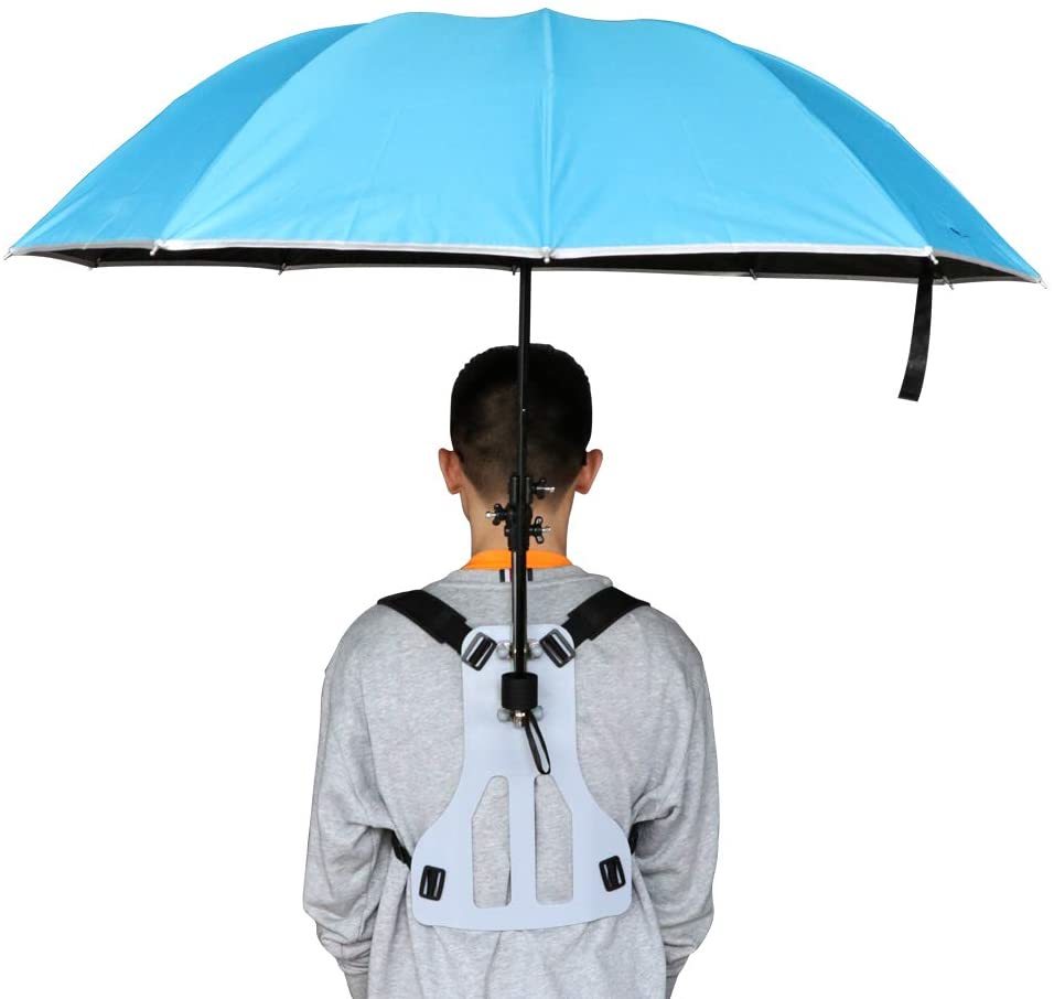 Wearable Hands Free Umbrella Back Harness UV Sun Shade 42" Adjustable