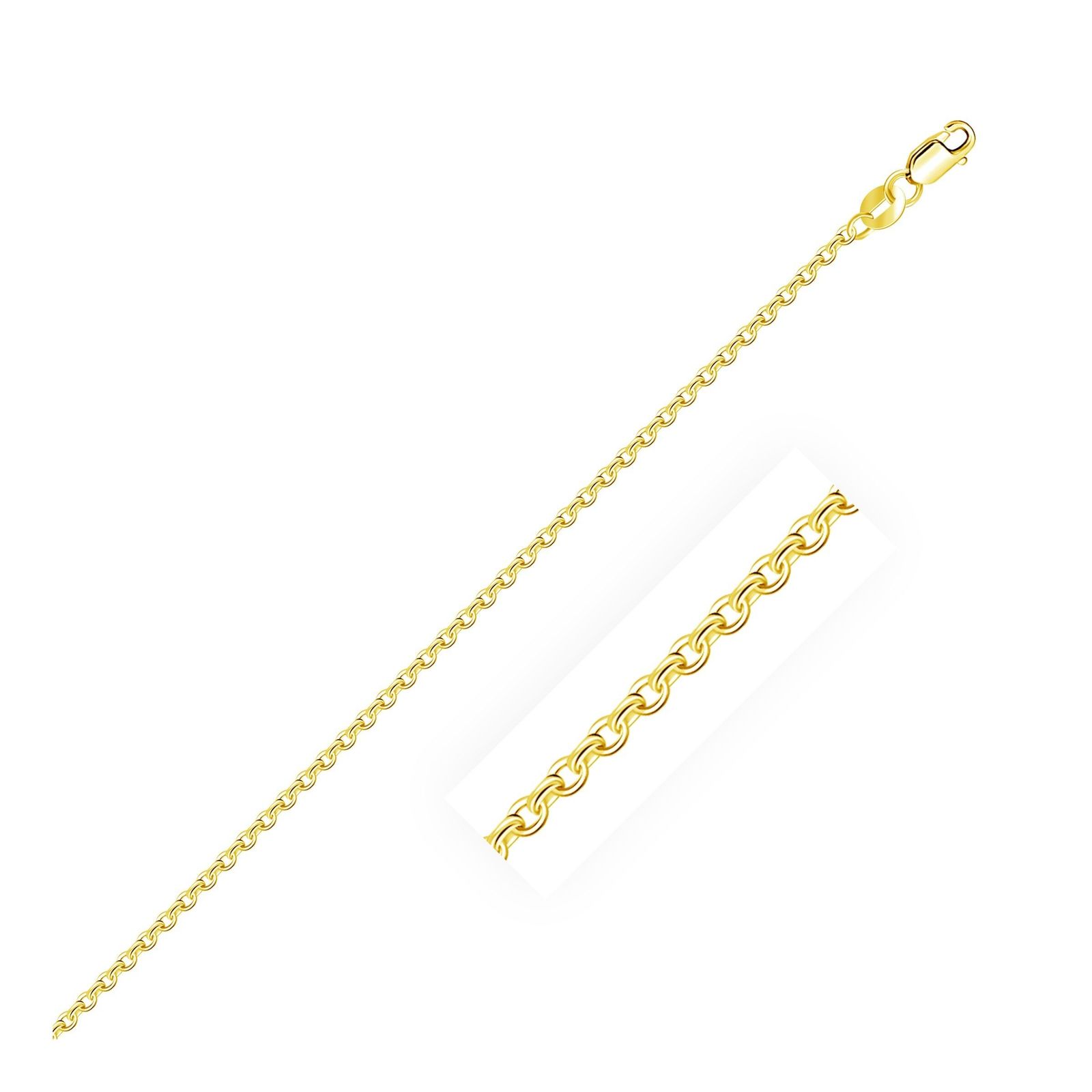 14k Yellow Gold Diamond Cut Cable Link Chain 1.5mm, size 22''