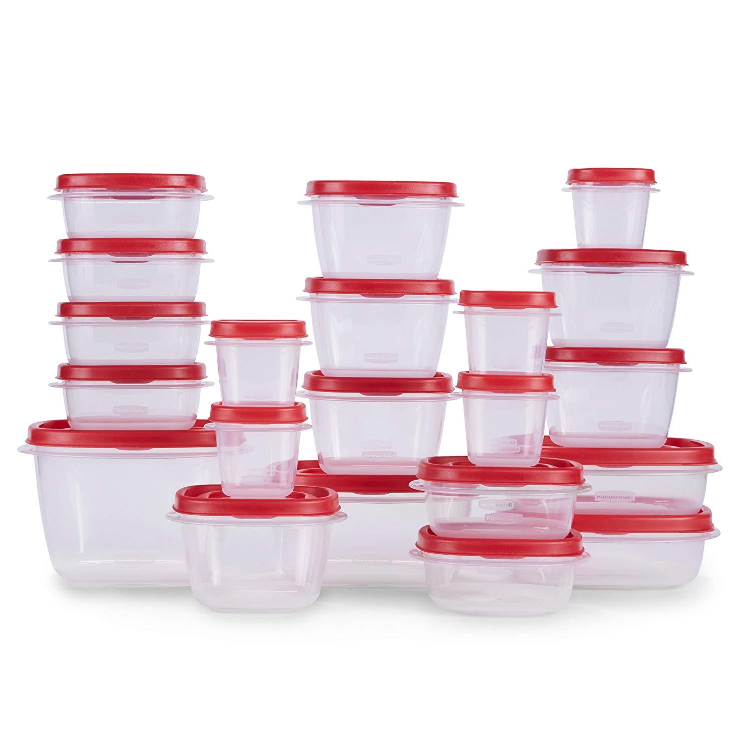 Food Storage Containers Rubber Lids 42 Piece Set Kitchen Ware Red