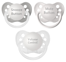 Quiet Baby Pacifier Collection - Snooze Button, Mute Button and Volume C... - $17.99