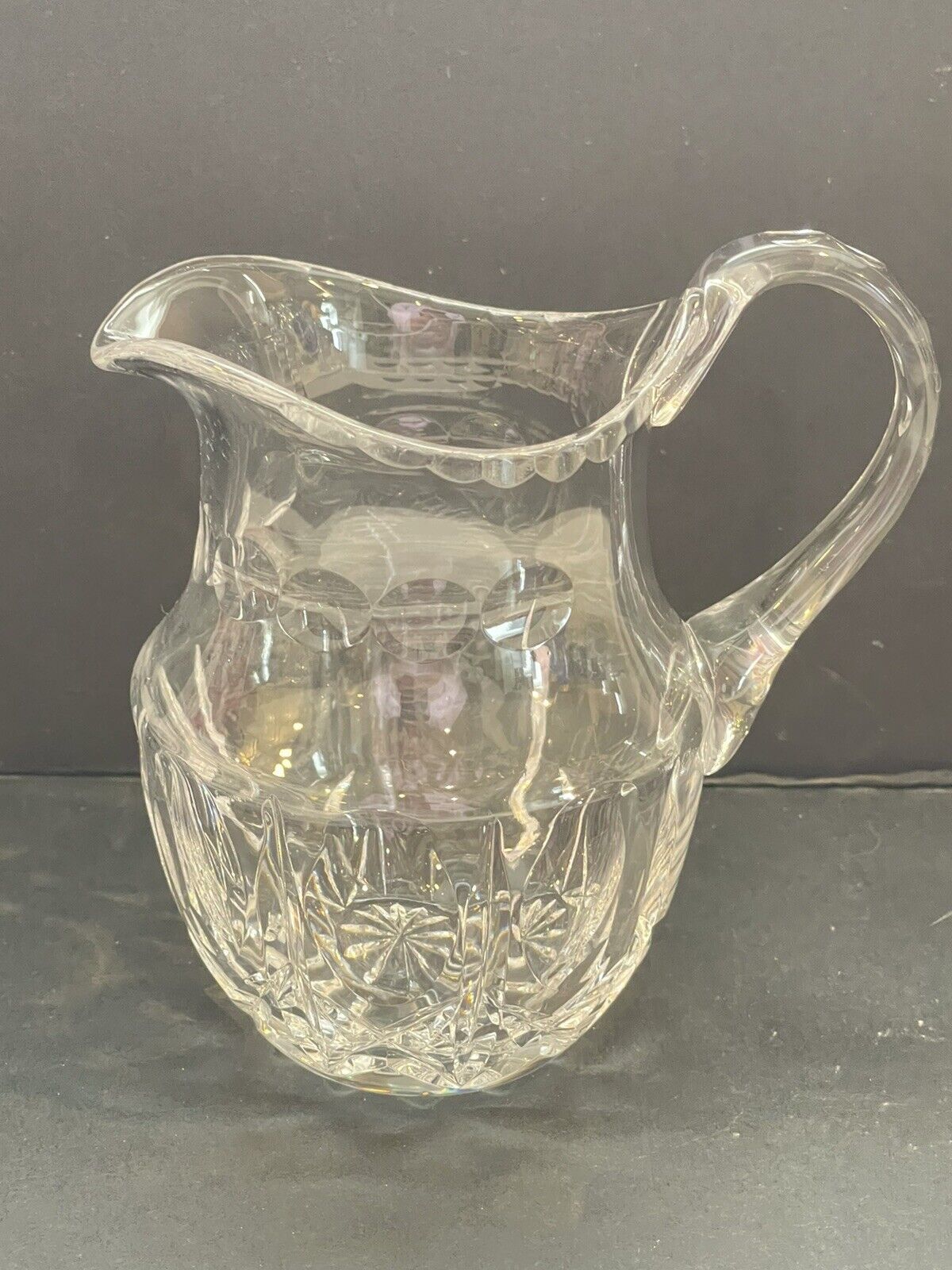 Vintage Josephinehutte Cut Crystal Glass Creamer Pitcher Made In