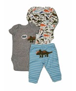 Carter 3 Piece Set for Boys Dino Triceratops Newborn 3 6 or 9 Months - $15.00