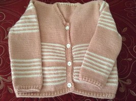 Hand Knitted Pink Rose Girls Sweater 2-3 years New! - $20.00