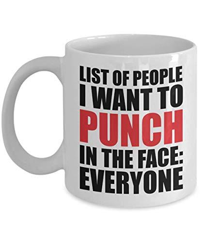 PixiDoodle List of People I Want to Punch in the Face - Angry Coffee Mug (11 oz,