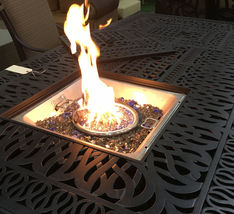 Outdoor propane fire pit table garden fireplace Elisabeth double burner dining image 5
