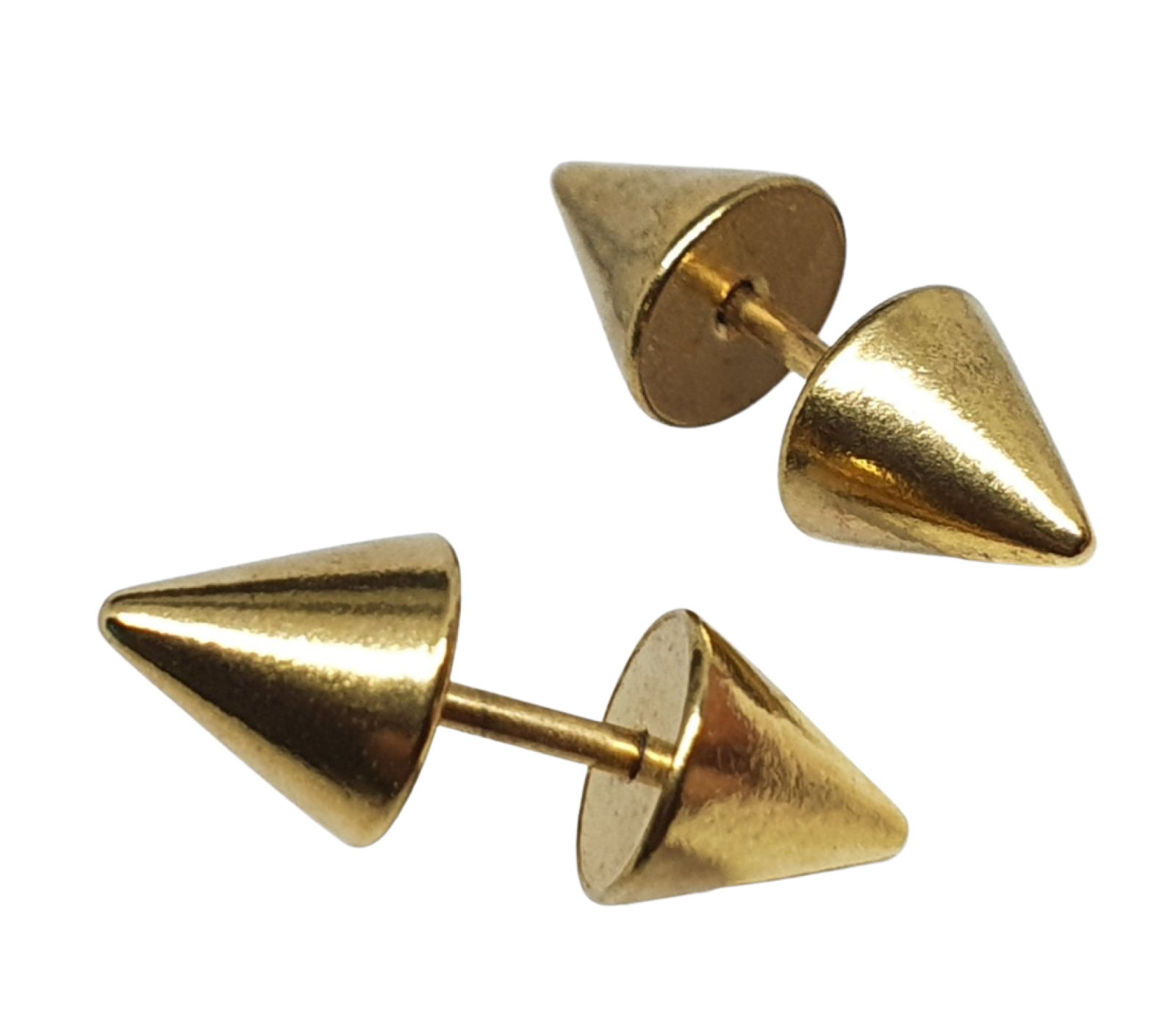 Spike Stud Earrings Gold Cones 16g (1.2mm) Piercings Unique Style Unisex Uk
