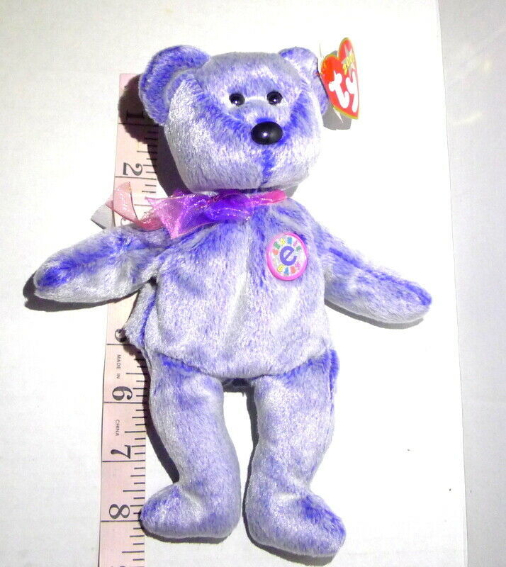 Ty Beanie Baby PERIWINKLE The Bear 2000 8.75" Vintage Stuffed Toy 