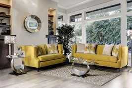 Mantua Transitional Style Sofa Set in Royal Yellow Microfiber with Free ... - $2,148.00