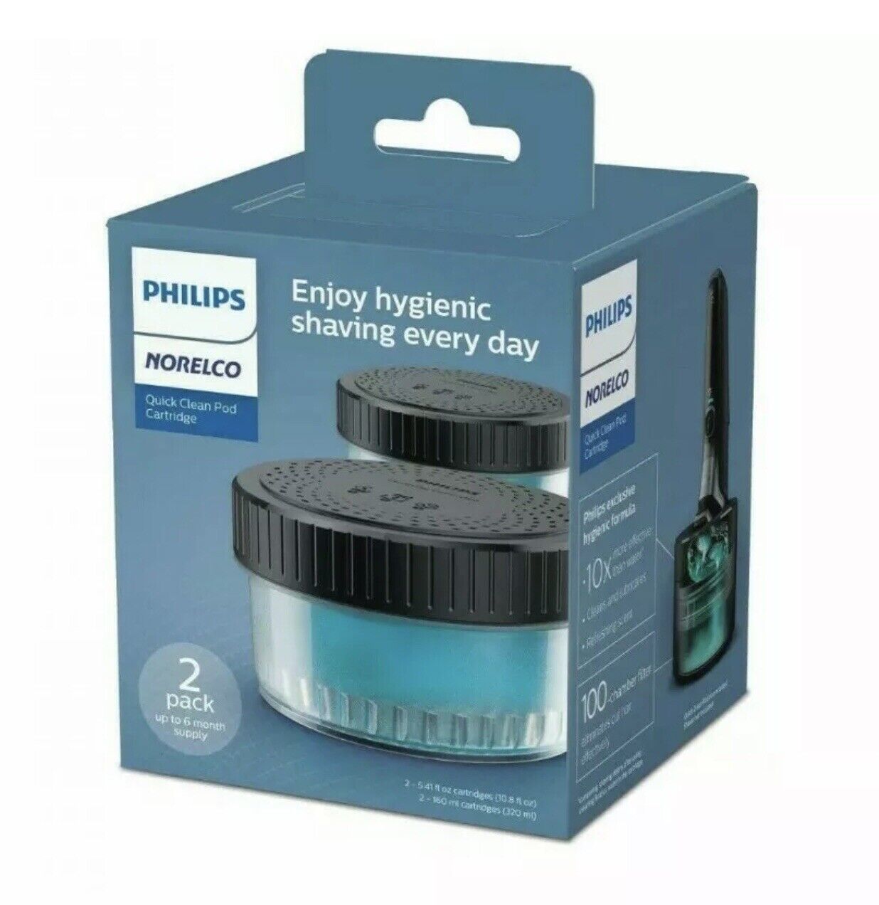 NEW Philips Norelco Quick Clean Pod Cartridge (2 pods per box) Alcohol Free - $11.00