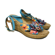 Naturalizer Size 6.5 Floral Paper Peep Toe Wedges Ankle Strap - $27.83