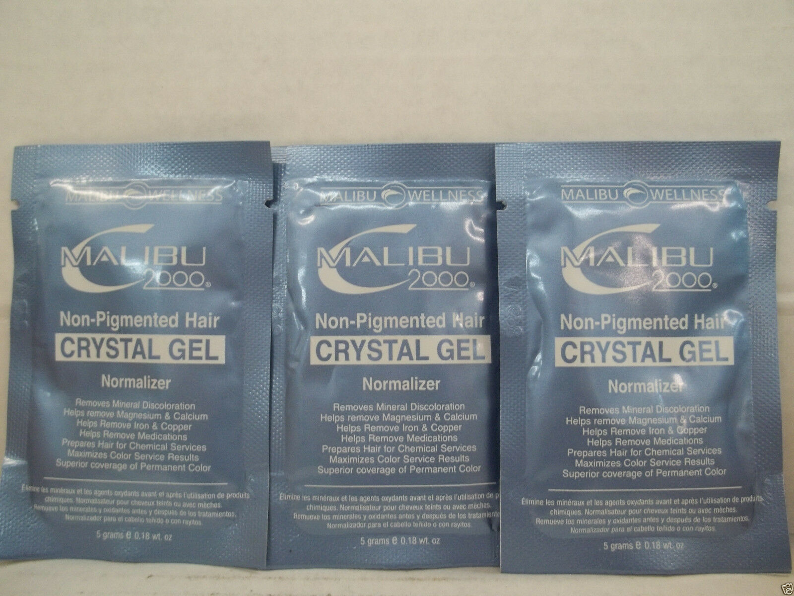 MALIBU 2000 NonPigmented Hair CRYSTAL GEL hair Normalizer (Lot Of 3