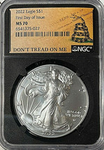 2022 American Silver Eagle $1 NGC MS70 FIRST DAY OF ISSUE - Don't Tread On Me  image 1
