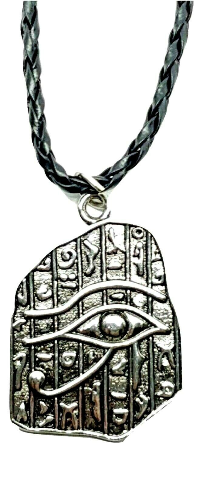 Occhio Di Horus Ciondolo Egiziano God Cartiglio Rivestito 50.8cm pelle Collana