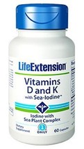 4X $13 Life Extension Vitamins D and K Sea-Iodine bone density calcium NO GMO image 1