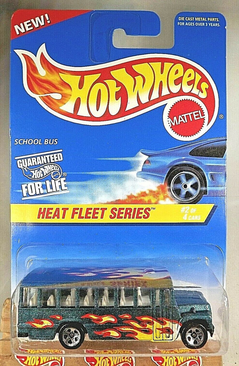 1997 Hot Wheels #538 Heat Fleet Series 2/4 SCHOOL BUS Green w/5 Spoke Malaysia