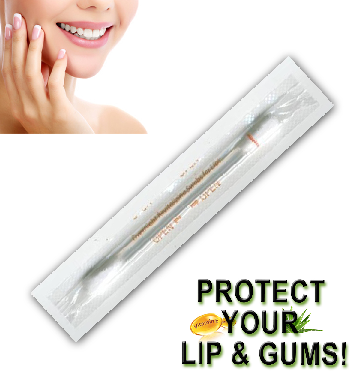 150 TEETH WHITENING VITAMIN E SWABS FOR LIP & GUMS PROTECTION