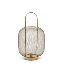 Barrel Style Lantern LED Antique Design Wide Mesh Style 20.5" High Metal Gold  image 2