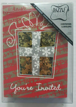 Amscan Razzle Dazzle Party Invitations Happy Holidays Pkg of 8  Red w/Gold Stars - $16.99