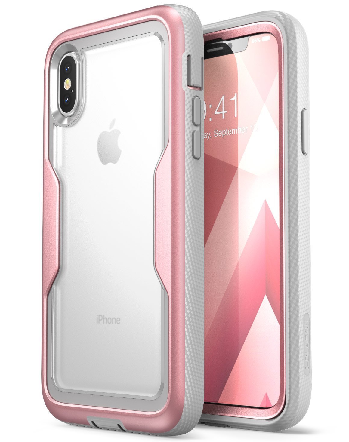 i-Blason iPhone X Case [Heavy Duty Protection] [Clear Back] [Magma Series] Rose