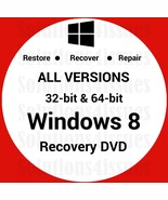 Windows 8 All Versions 32 &amp; 64 Bit Recovery Reinstall Boot Restore DVD D... - $15.99