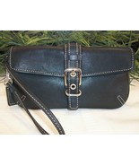 Coach Hamptons Leather Wristlet Wallet Black Decorative Buckle EUC - $24.00
