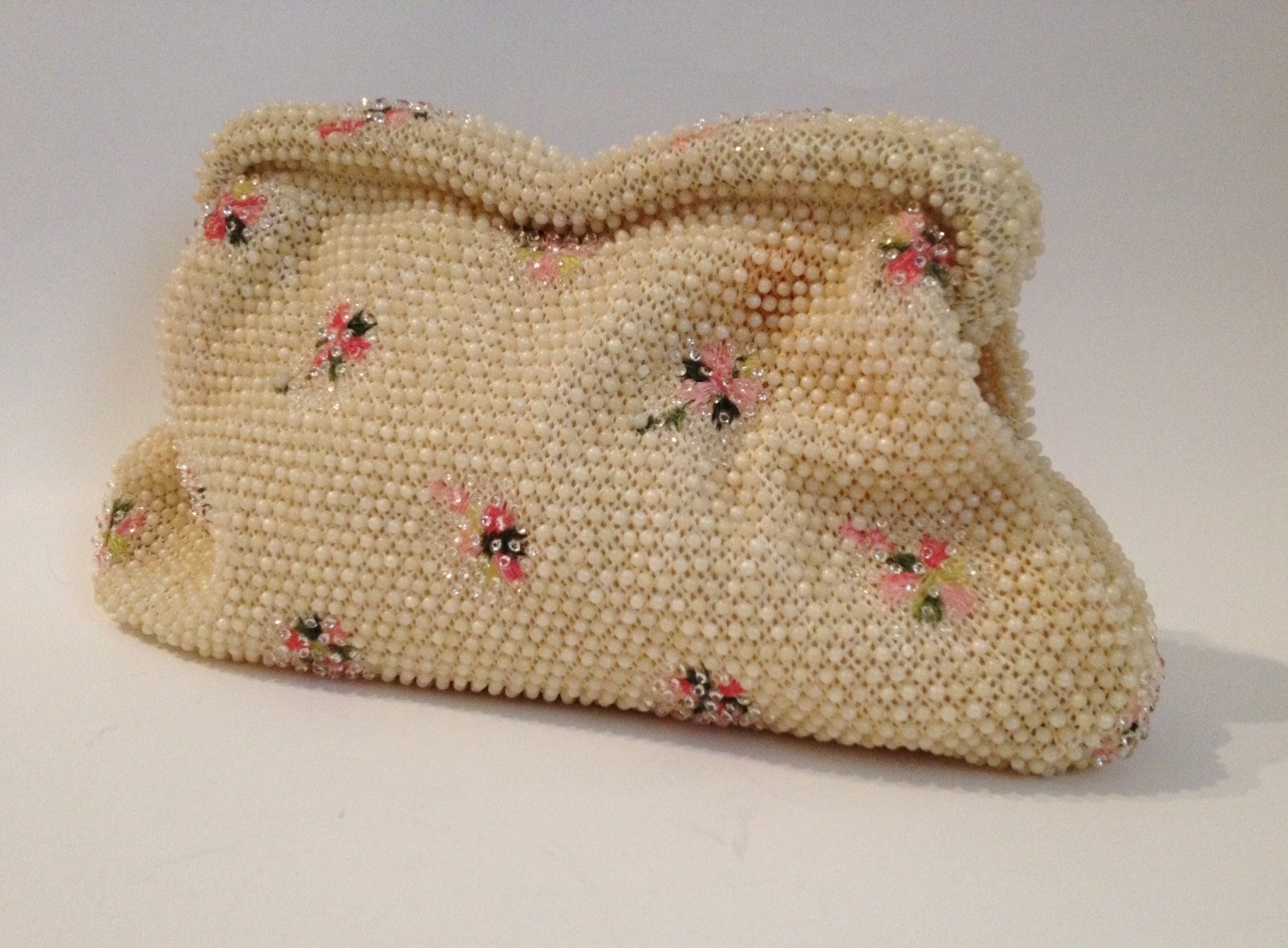 Eggshell Corde Bead Purse Beaded Evening Handbag Off White Vintage ...
