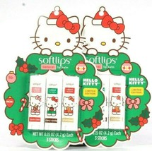 2 Softlips Hello Kitty Limited Edition 3 Ct Apple Cherry Ginger Natural Lip Balm
