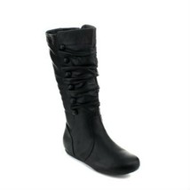 Top Moda Bank-78 Womens Mid Calf Round Toe Stitching Wrinkle Design Flat Boots - $24.99