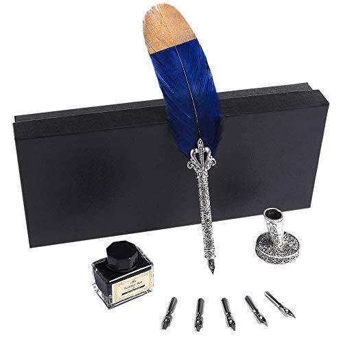 Feather Quill Pen and Ink set with Handicraft Pen Holder Luxury