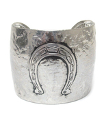 Royal Mustang Brand Horse HORSESHOE Hammered Silver Cuff Bracelet - $15.00