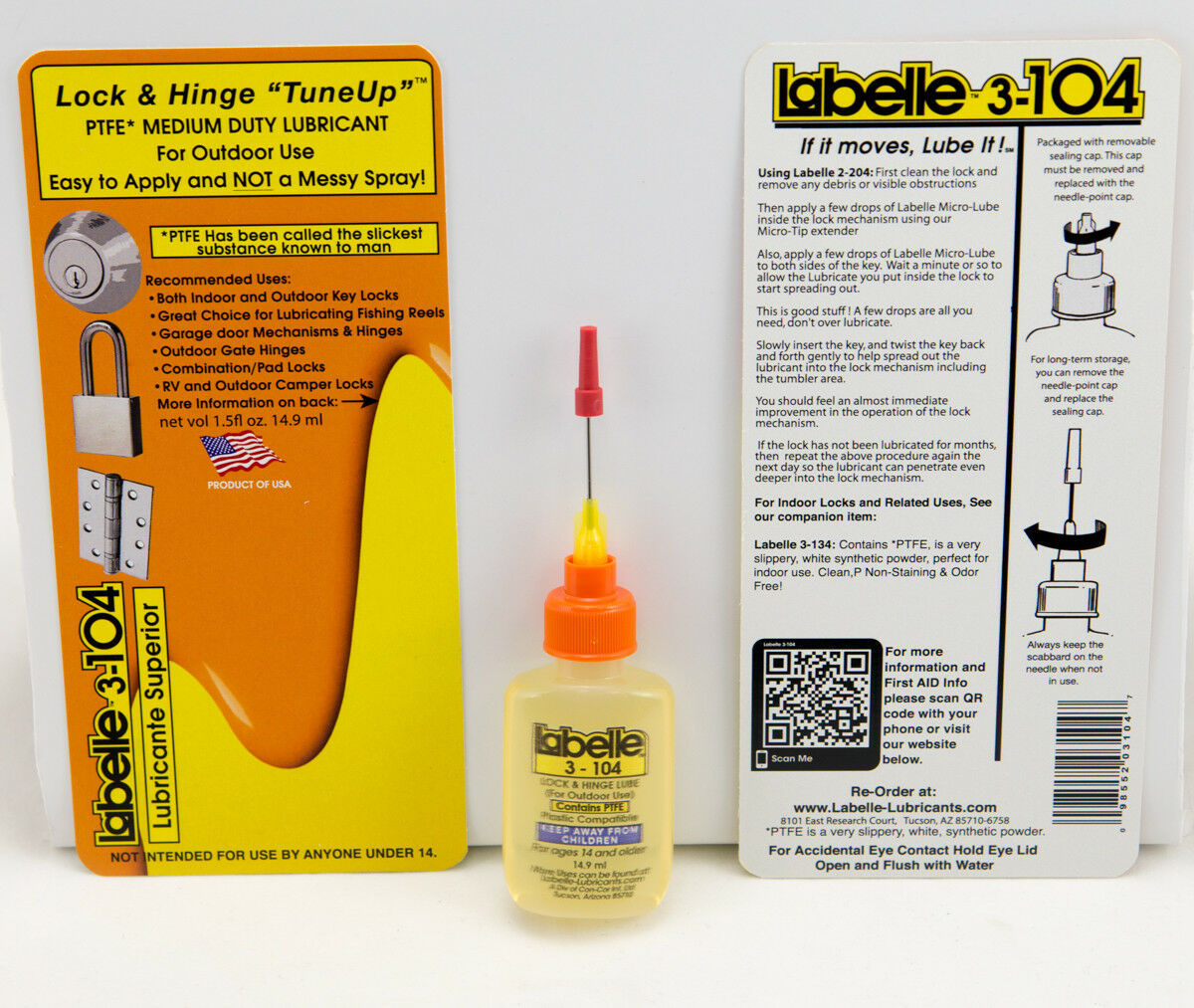 LABELLE 3104 Lock & Hinge Lubricant Outdoor Use with PTFE Door Locks