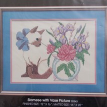 Golden Bee 20343 Cross Stitch Kit Siamese Cat With Vase Sealed 1987 - $19.79