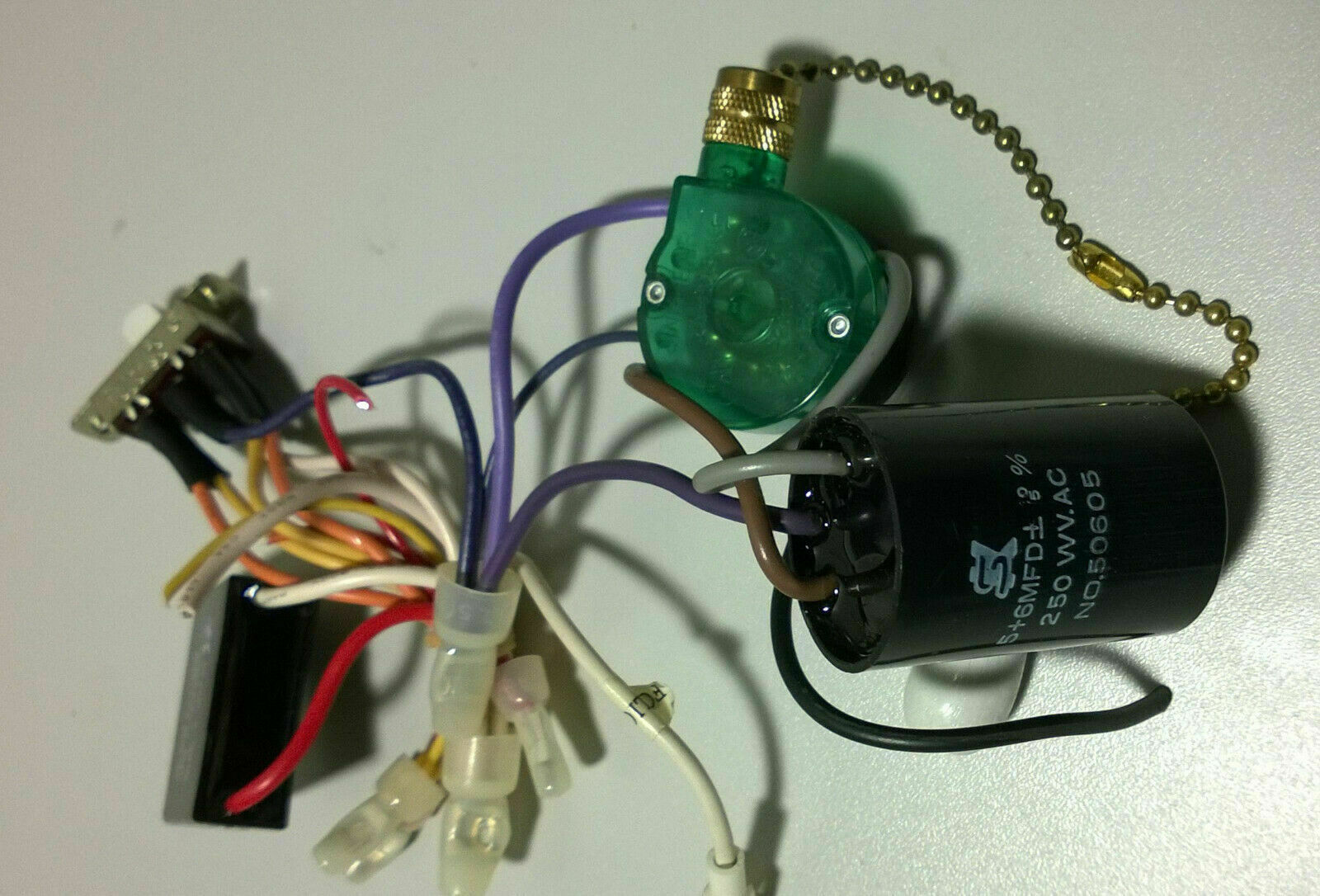Ceiling Fan Wiring Harness ~Capacitor~ Power Switch~Hampton Bay w/pull