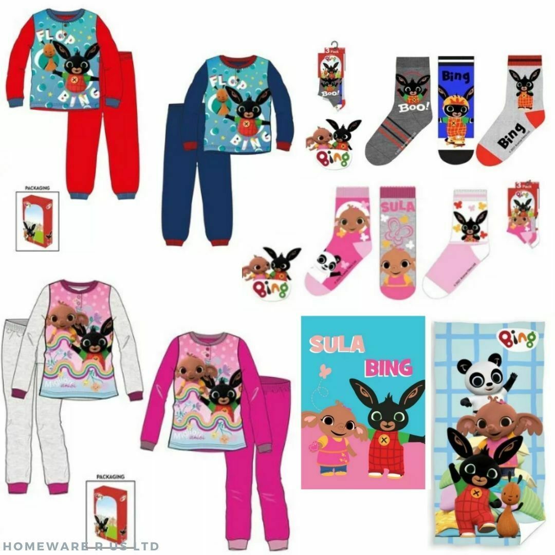 Childrens kids boys girls bing & sula charactor nightwear bedtime accessories