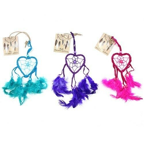 Funky  small Bali Dreamcatchers-Small Heart-Turq/Pink/Purp -cars/homes/caravans