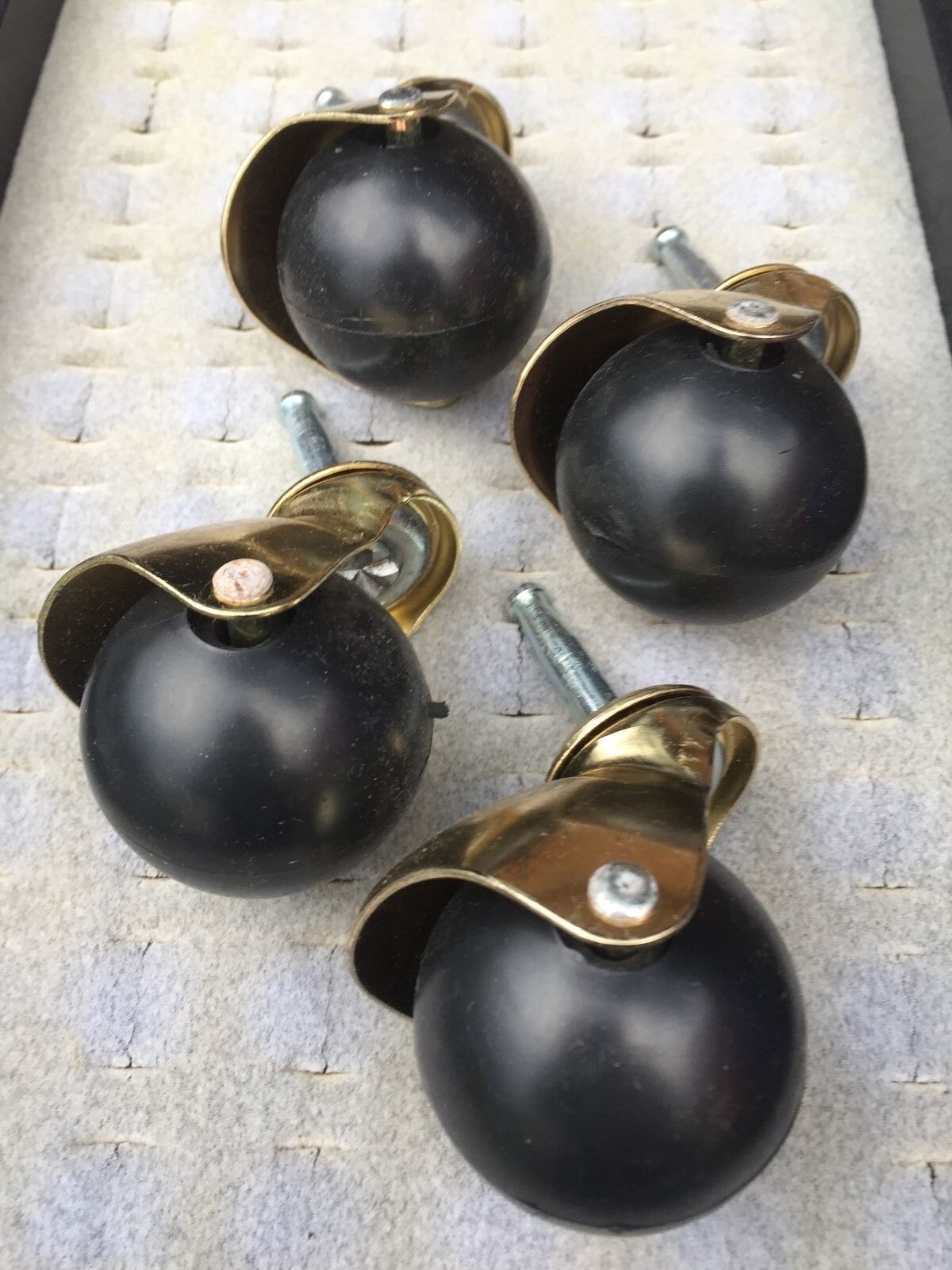 Brass Finish Swivel 2" Ball Hooded Casters 3/8" Stem Sets of 4