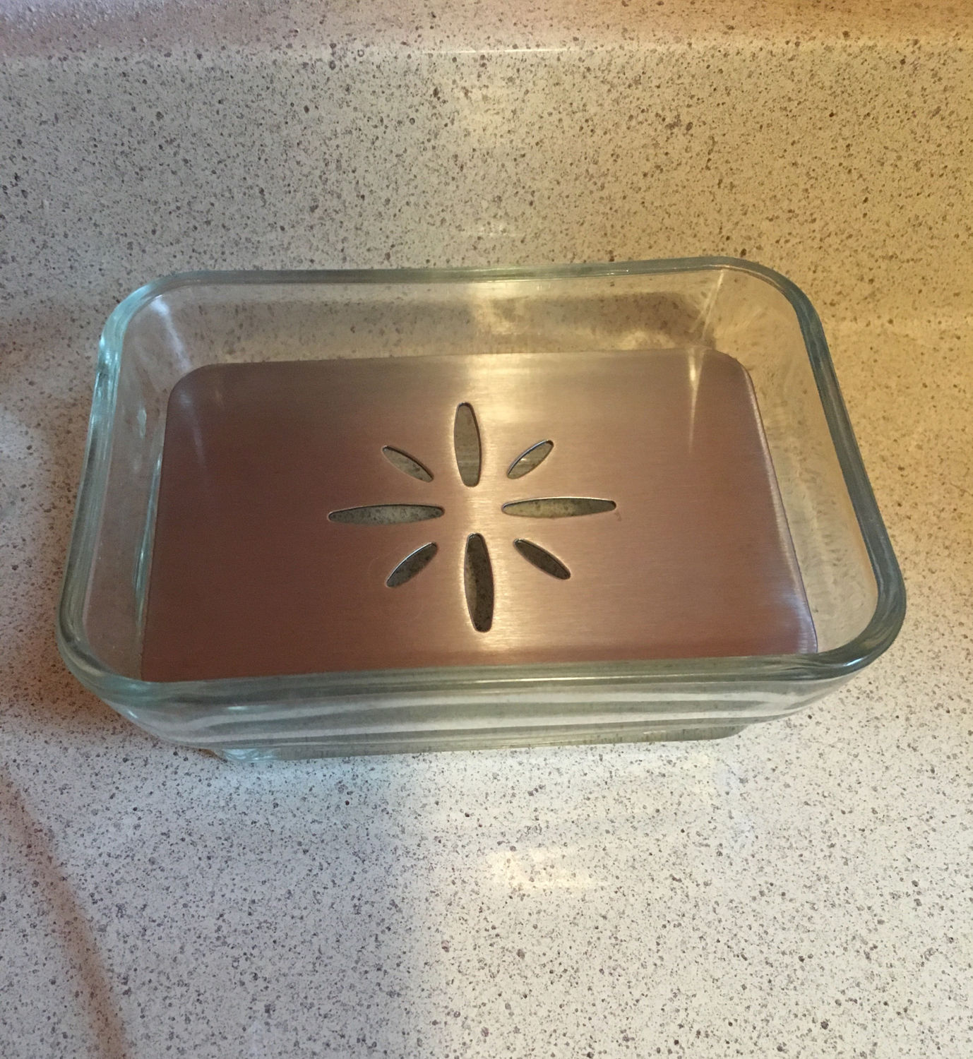 Glass Soap Dish Metal Strainer Vintage Bathroom Decor Accessories