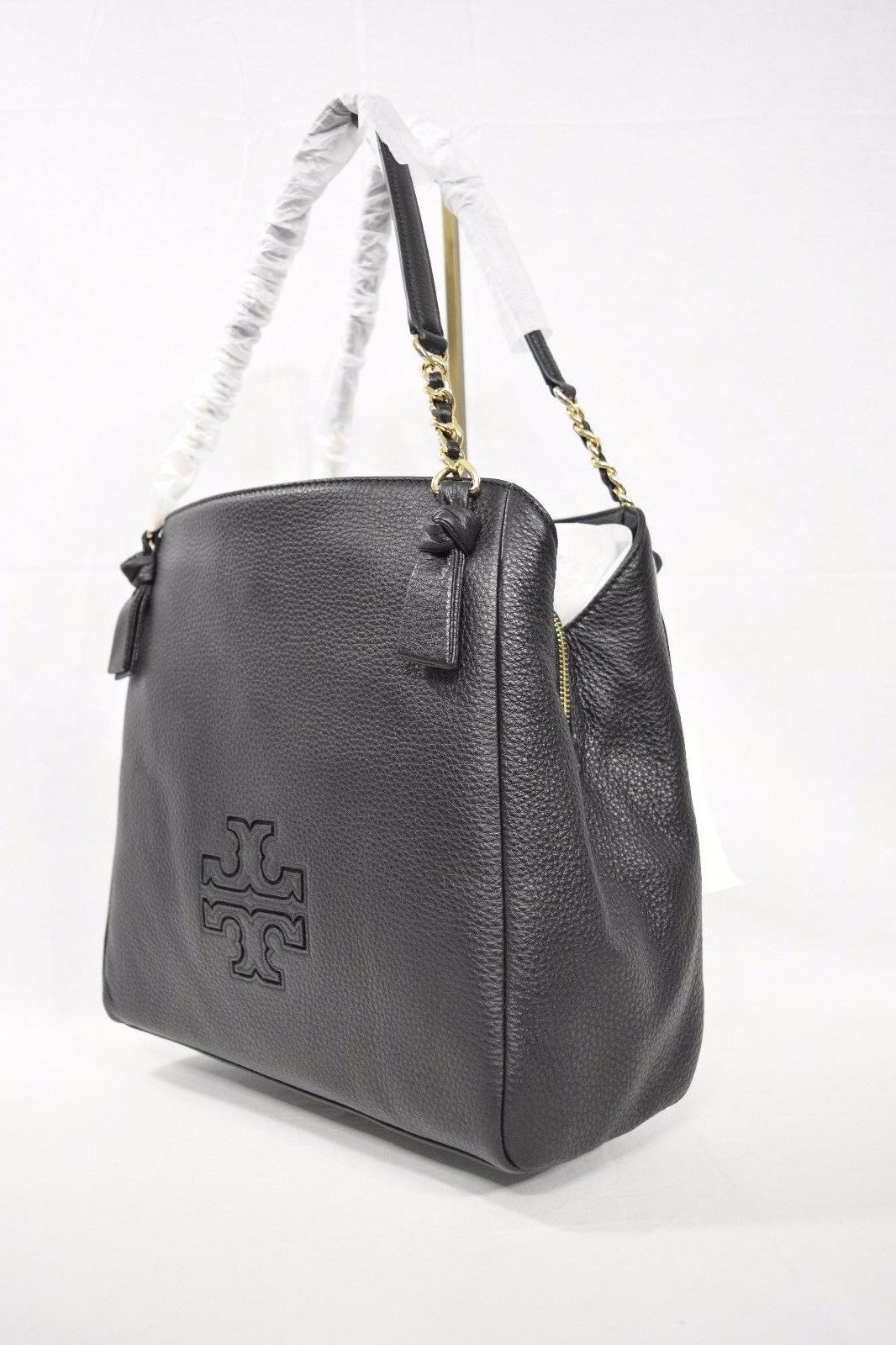 Primary image for NWT Tory Burch Harper Black Leather Center Zip Tote / Shoulder Bag