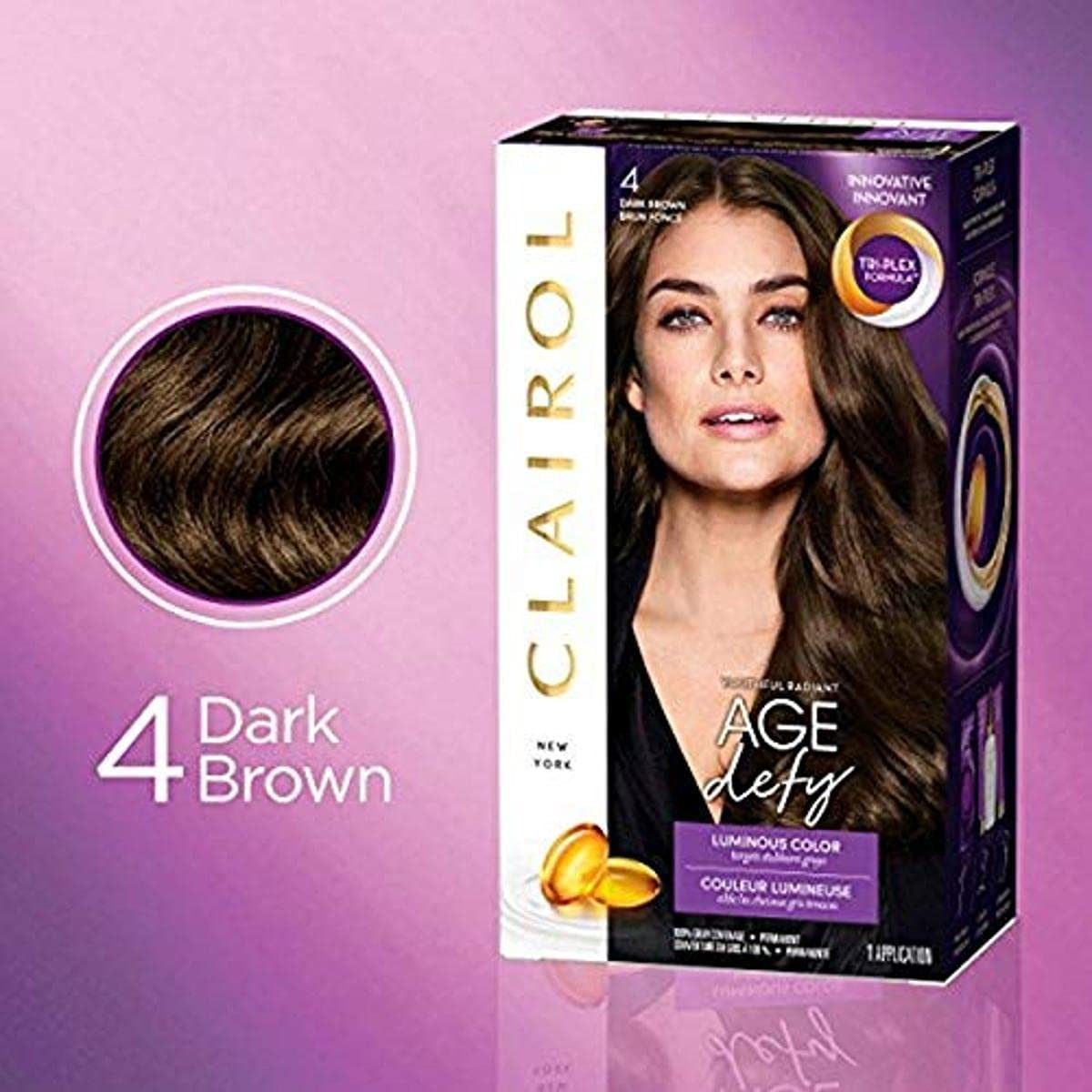 New Clairol Age Defy Permanent Hair Dye, 4 Dark Brown Hair Color