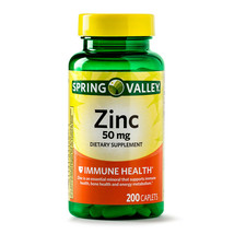 Brand New Spring Valley Zinc Vitamin 50 mg 200 Count Caplets For Immune Support - $10.99