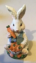 Easter Bunny With Carrots Blue Waistcoat 5 &quot; Ornament, Bunny Gardens - $7.03