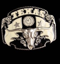 HUGE Texas Buckle - Men&#39;s Vintage rodeo steer - Long Horn cattle - Count... - $75.00