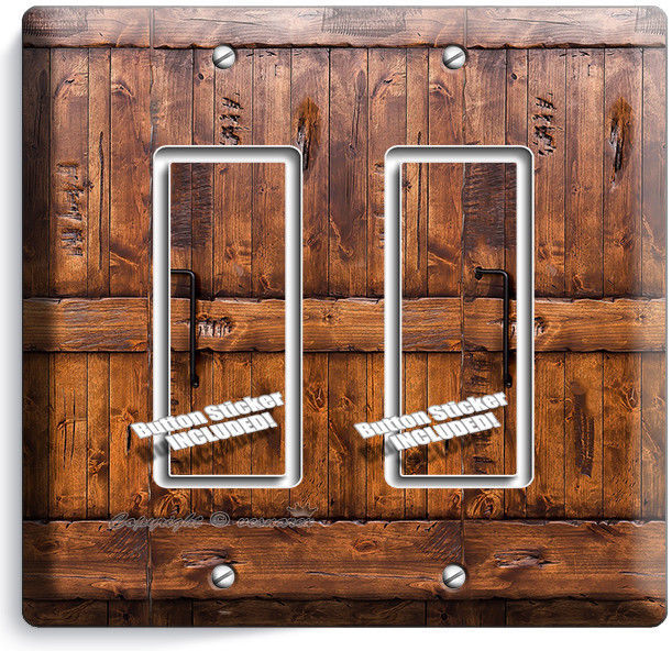 RUSTIC WOOD RANCH BARN DOOR LIGHT 2 GANG GFI SWITCH PLATE ROOM CABIN