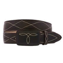 Dark Brown Cowboy Belt Western Dress Real Leather Embroidered Buckle Vaq... - $29.99