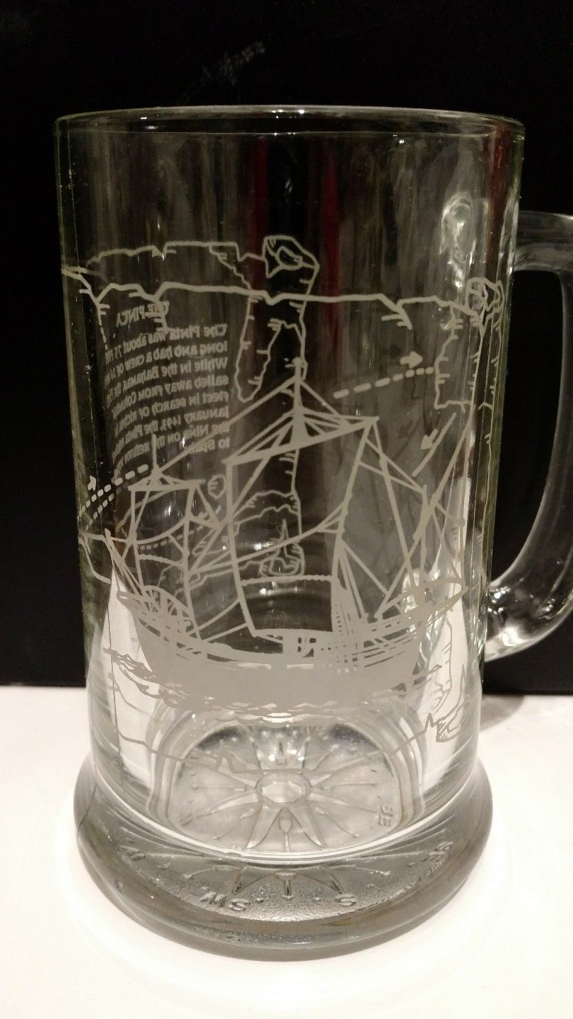 Columbus Voyage Ship Glass BRIG The NINA PINTA Mug Beer Glass Sail